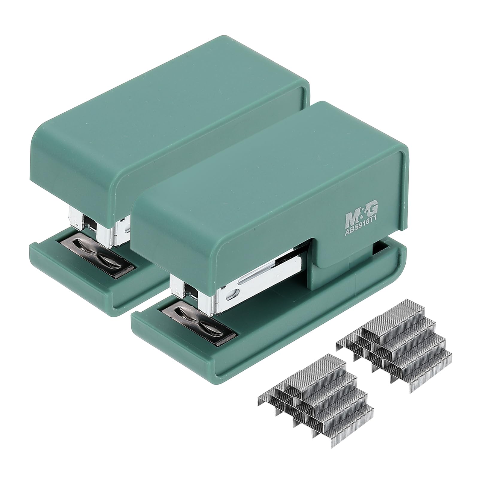 M&G Desktop Stapler, 20 Sheet Capacity Morandi Mini Stapler Portable Effortless Office Stapler with Staples for Classroom Office Supplies, Green