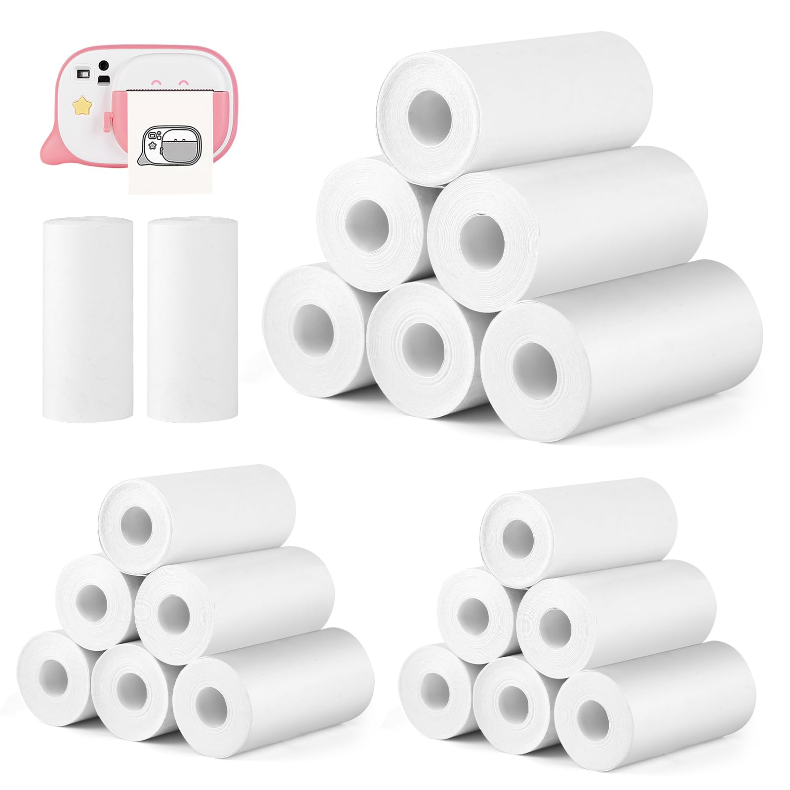 GUOYIHUA 20 Rolls of White 57 x 25 mm Thermal Paper for Children's Instant Cameras and Mini Label Printers