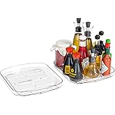 Yieach Clear Refrigerator Lazy Susan Turntable,11.9''x10.2'',Square Fridge Turntable Organizer,Large Rotating Fridge Tray for Kitchen,Countertop,Pantry,Cabinet,Jars and Condiment Organizer,Pack of 1
