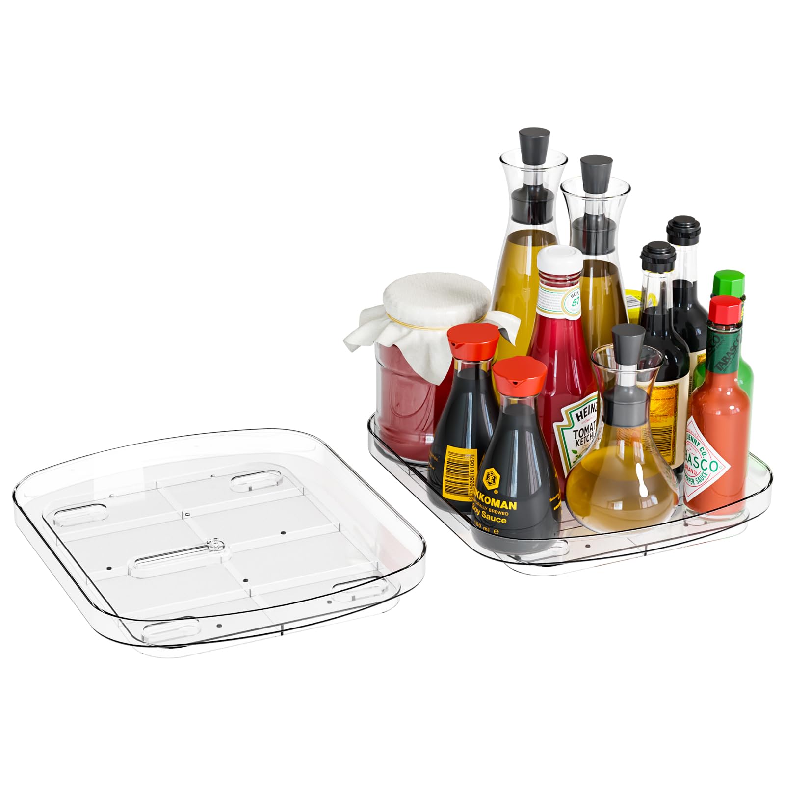 Photo 1 of Yieach Clear Refrigerator Lazy Susan Turntable,11.9''x10.2'',Square Fridge Turntable Organizer