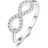 IMOLOVE Moissanite Wedding Bands for Women, 0.2 Carat Infinity Rings with 18K White Gold Plated Silver