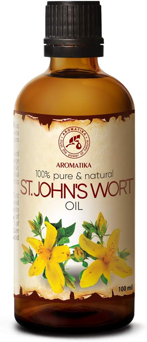 St. John's Wort Oil 100 ml - Pure & Natural - Base Oil - Hair - Skin - for DIY Use Blends, Crafting, 100 ml (Pack of 1)