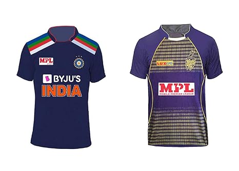 Buy India New ODI Retro Jersey 2020-21 and kkr Jersey 2021 ipl (Large, Ind Retro & KKR New) at 