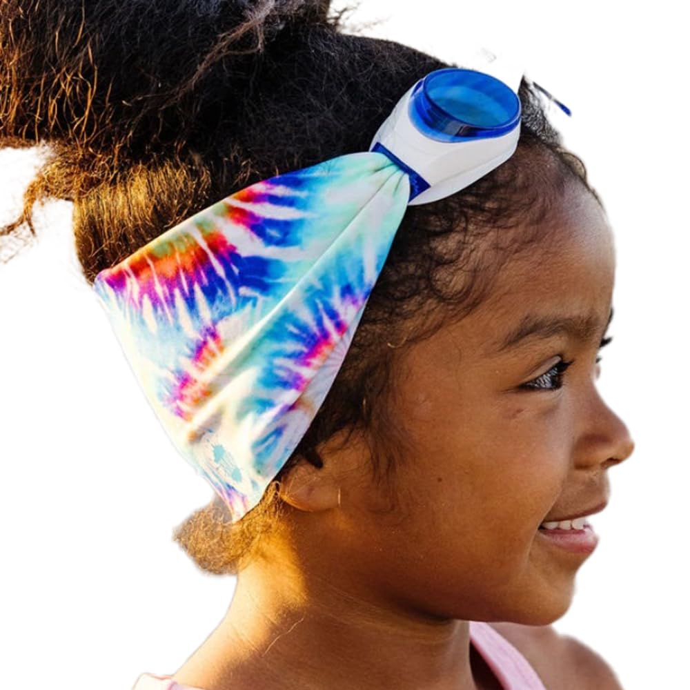 Splash Place KIDS SWIM GOGGLES with Fabric Strap - TIE DYE | Tangle-Free, Swimming Goggles for Kids, Comfy Fabric Strap Goggles - Tie Dye Goggles for Swimming