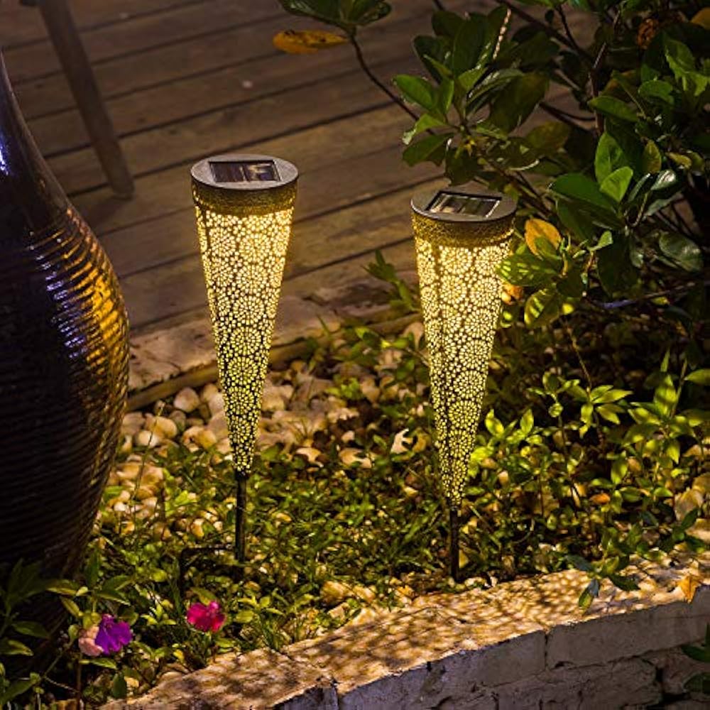 Set Of 4 Solar Pathway Lights Garden Outdoor, Waterproof Metal