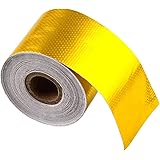 Sporacingrts 2" x32.8' (10M) Gold Adhesive Backed Heat Barrier Tape,Glass Fiber Heat Shielding Reflective Tape Packaging Roll