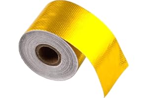 Sporacingrts 2" x32.8' （10M） Gold Adhesive Backed Heat Barrier Tape,Glass Fiber Heat Shielding Reflective Tape Packaging Roll Compatible with Car Intake Pipe, Engine Compartment