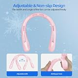 Jsdoin Portable Neck Fan 5 Speeds USB Rechargeable Pink Bladeless 360° Airflow view 3