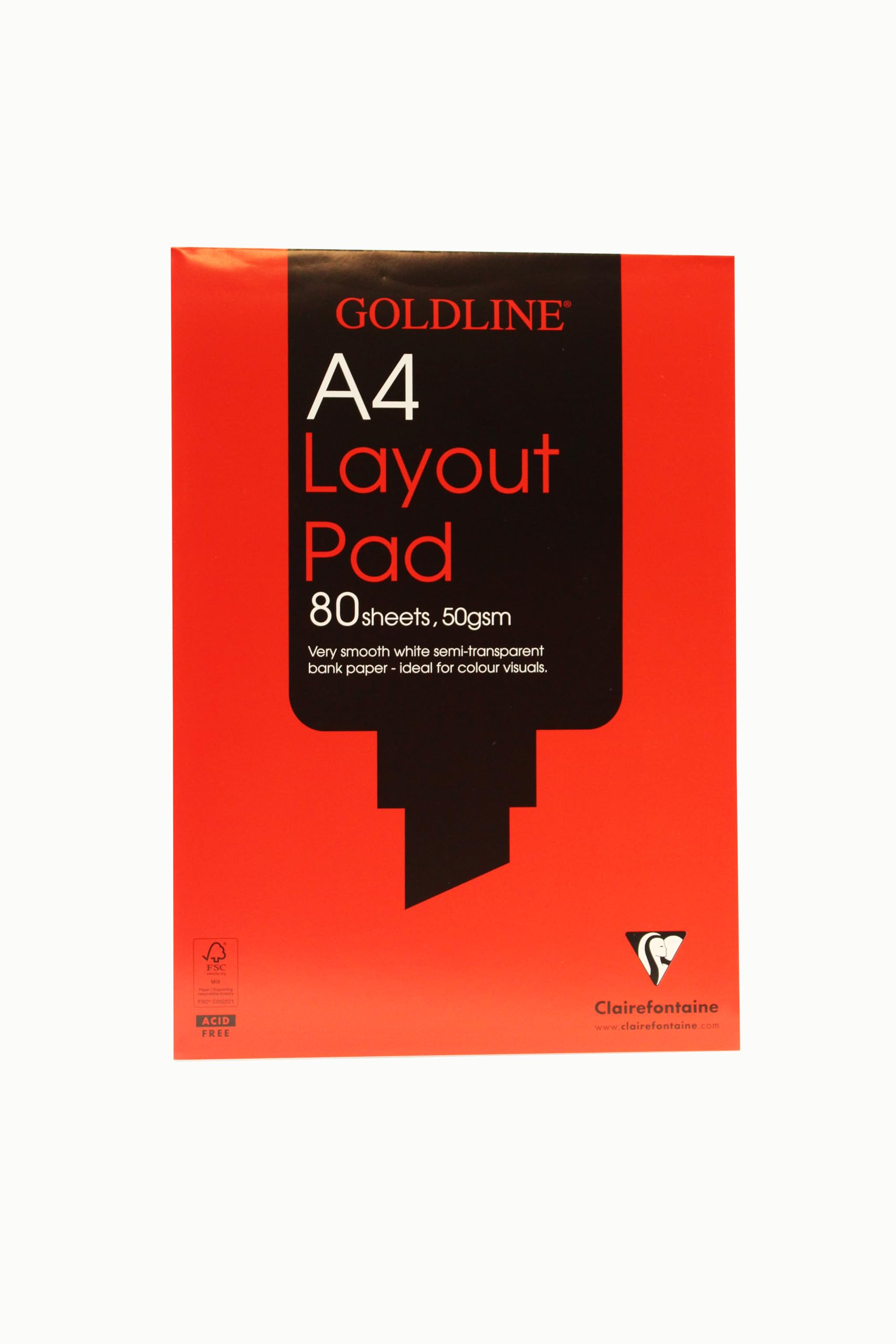 Clairefontaine - Ref GPL1A4Z - Goldline Layout Pad (Contains 80 Sheets) - A4 (210 x 297mm) in Size, 50gsm Paper, FSC-Certified, Degree of Transparency, Acid Free — image 1