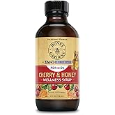 Honey Gardens Kids Cherry & Honey Soothing Throat Syrup, Herbal Infused Raw Honey Syrup, Apitherapy Formula Includes Extracts of Umckaloabo, Black Cherry, Marshmallow, 24 Servings, 4 FL. OZ.