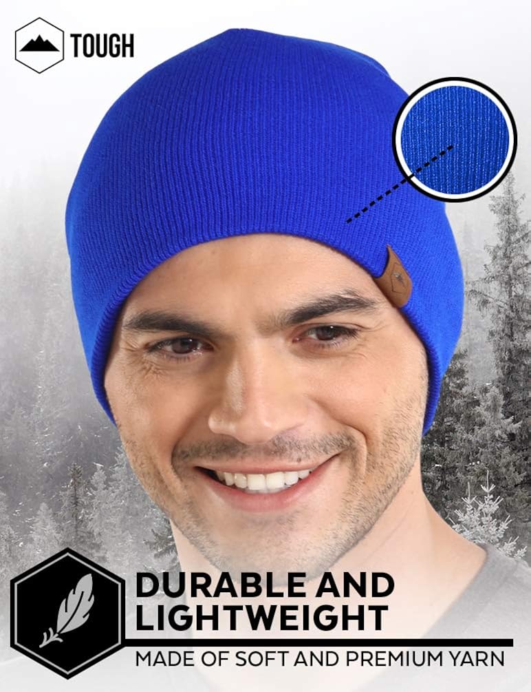 Daily Knit Beanie by Tough Headwear - Warm, Stretchy & Soft Beanie Hats for Men & Women - Year Round Comfort - Serious Beanies for Serious Style Black OSFA: Clothing