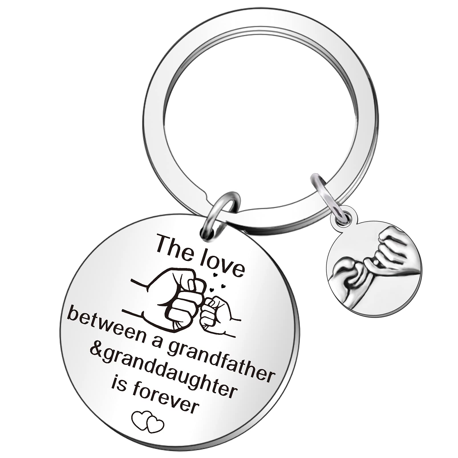 QMVMV Grandad Granddaughter Keyring Birthday Father's Day Gifts The Love Between a Grandfather and Granddaughter is Forever Keychain Grandfather Present