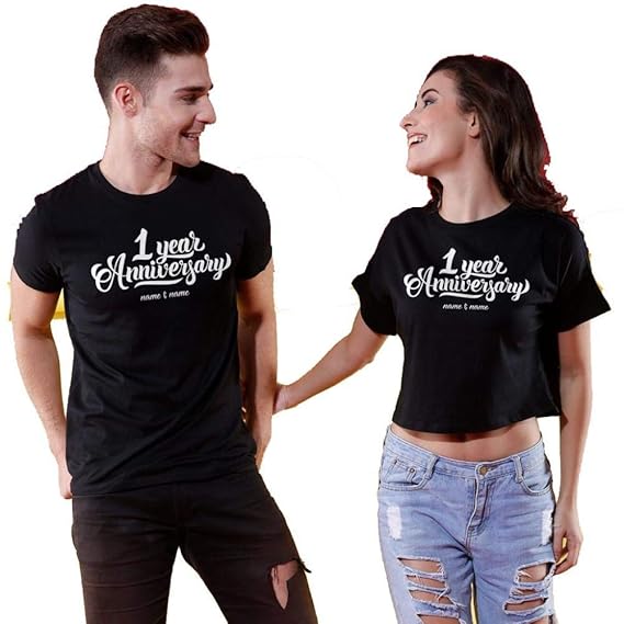 1st Anniversay Printed Cotton T-Shirt and Crop Top for Men and Women