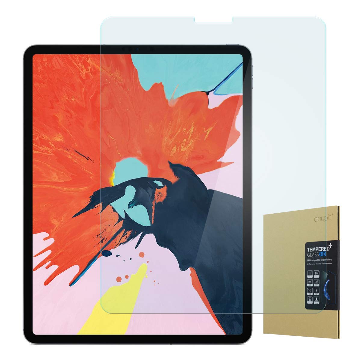 doupi Tempered Glass for iPad Pro 12.9 inch 2018/2020 - Premium 9H HD Anti Scratch [3D Touch Supported] Screen, transparent