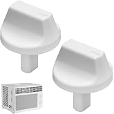 2 Pcs WJ12X24802 White Air Conditioner Knob Fits GE Window Air Conditioner | D-Shaped Hole Plastic Knob Fits GE Appliance Window Air Conditioner, Hotpoint, RCA &amp; Kenmore Conditioner Model