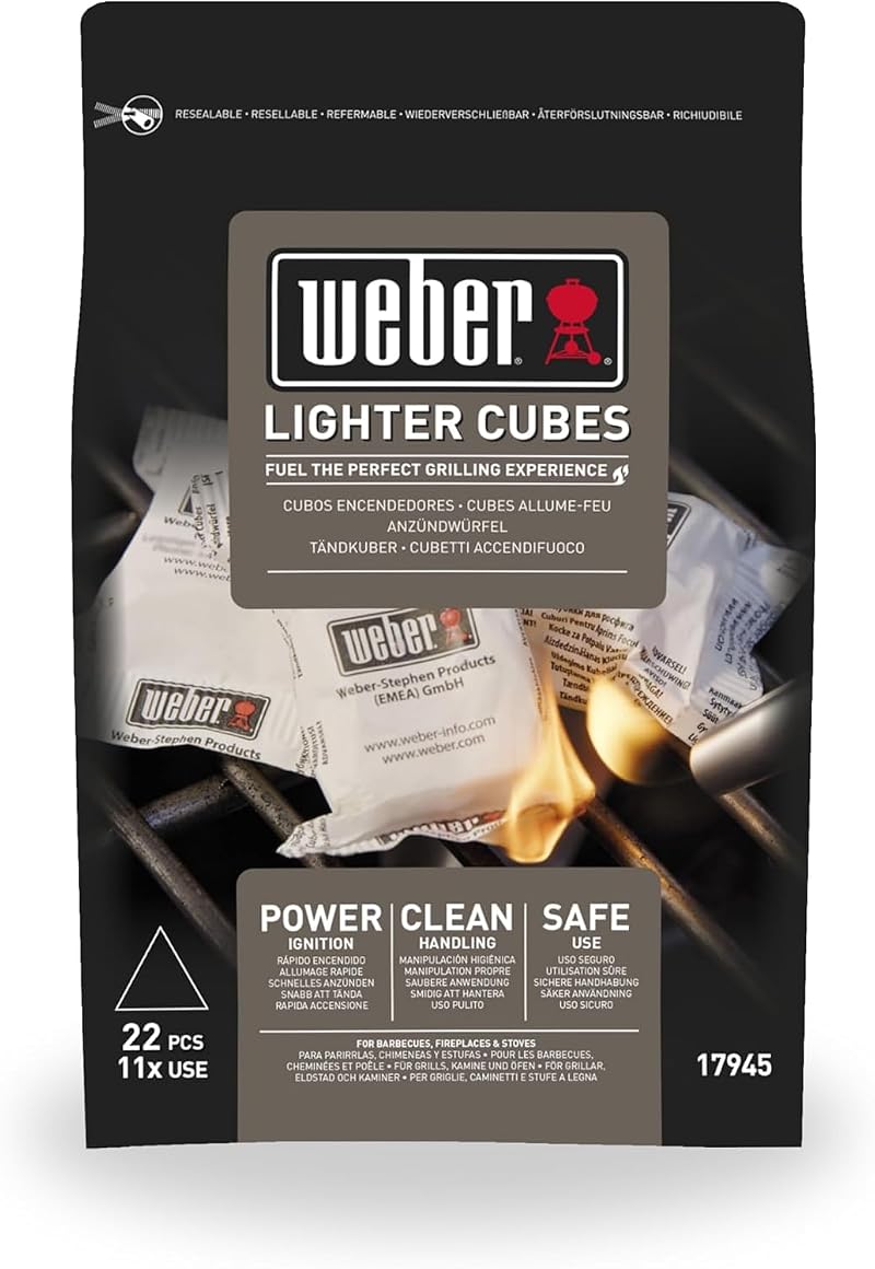 Weber Firelighters 22 Pieces Charcoal Briquettes BBQ Easy Safe Odorless
