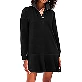 YEXPINE Women's Polo Dress Long Sleeve Collared V-Neck Ruffle Hem Mini Dresses for 2026 Spring