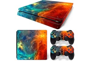 TAIFOND Vinyl Skin Sticker for PS4 Slim, Orange Universe PS4 S Console and Controllers Skins Wrap Vinyl Sticker Decal Cover