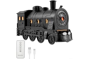 PETiB Steam Train Essential Oil Diffuser 300ml USB Powered Aromatherapy Humidifier with Remote Control, 7-Color LED Light, fo