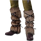L'VOW Viking Fur Boots Covers Barbarian Fur Leg Warmers - Women Men Medieval Cosplay Accessories