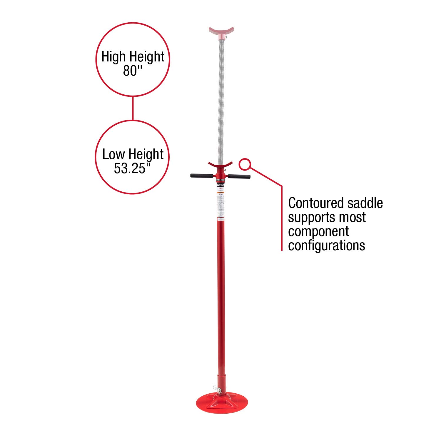 Sunex 6809A, Underhoist Support Stand, ¾ Ton Capacity, 12 Inch Diameter Base, Contoured Saddle, Bearing Mounted Spin Handle, Self-Locking ACME Threaded Screw, Supports Vehicle Components: Industrial & Scientific