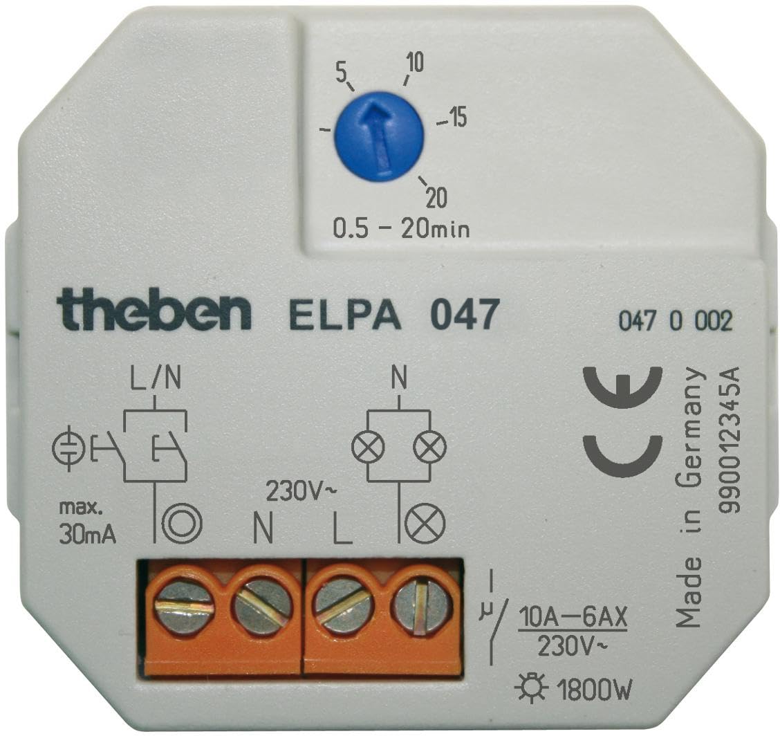 Theben 0470002 Flush-Mounted Stair Light Timer Switch ELPA 047, Grey, 48.4 x 23.5 x 52 mm