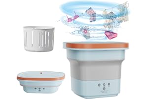 GENERIC Mini Foldable Washing Machine for Baby Clothes, Underwear or Small Items, Foldable Portable Turbine Washer with Drain Basket for Apartment Dorm, Camping, Travelling, Gift for Friend or Family