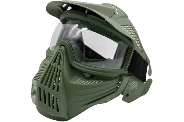 Tactical full face airsoft mask with polycarbonate lens and louvered vents