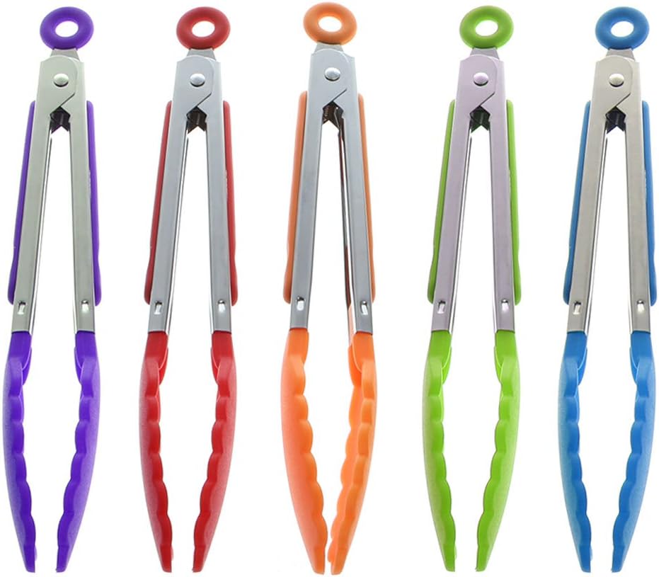 8 Inch Stainless Steel Tongs with Silicon Heads Set of 1