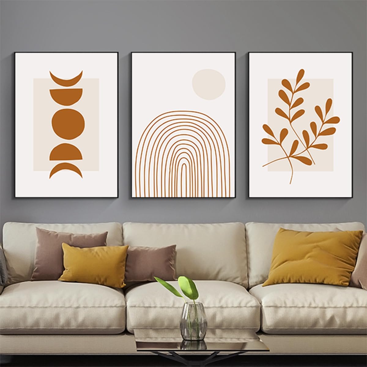 HMDKHI Modern Bohemian Abstract Poster Wall Decoration, Beautiful Botanical Pictures Poster Wall Art, Minimalist Wall Poster Set - Frameless (Wall Picture-09.60 x 90 cm x 3 Pieces)