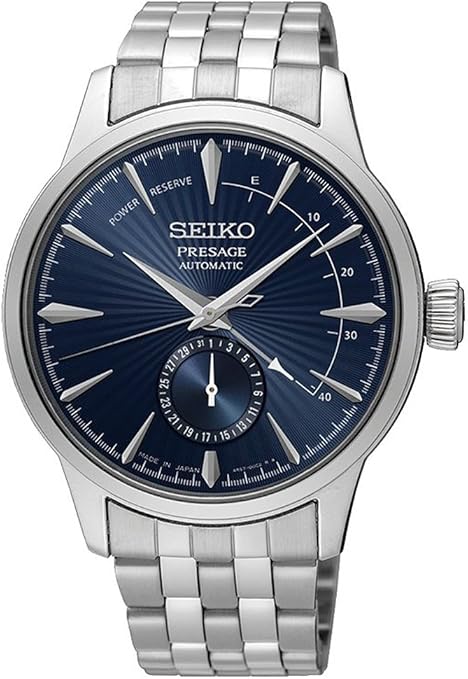 Amazon Com Seiko Presage Power Reserve Cocktail Time Blue Moon Ssa347j1 Watches