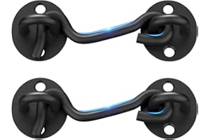CRANACH Barn Door Lock Gate Latch - 2 Pack 4 Inch Black Hook and Eye Latch Heavy Duty Screen Latches Hardware Stainless Steel Gate Lock Cabin Hooks for Sliding Door Bedroom Outdoor Window Cabinet Bathroom
