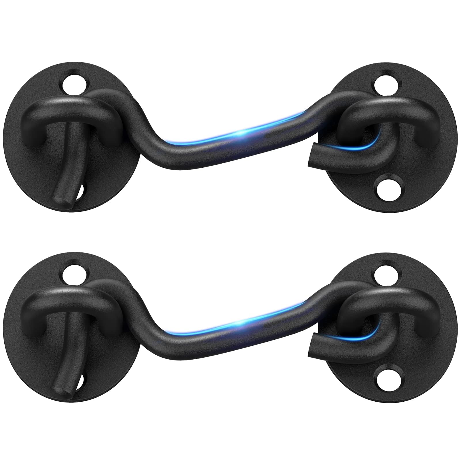 Photo 1 of Barn Door Lock Gate Latch - 2 Pack 4 Inch Black Hook and Eye Latch Heavy Duty Screen Latches Hardware Stainless Steel Gate Lock Cabin Hooks for Sliding Door Bedroom Outdoor Window Cabinet Bathroom