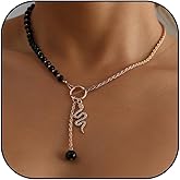 NORLSO Gothic Snake Necklace for Women Black Crystal Beaded Choker Necklace Punk Layered Cross Snake Necklace Halloween Party Jewelry Gifts