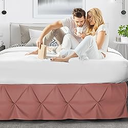 Nestl Pink Clay Bed Skirt Queen Size, Pinch Pleat