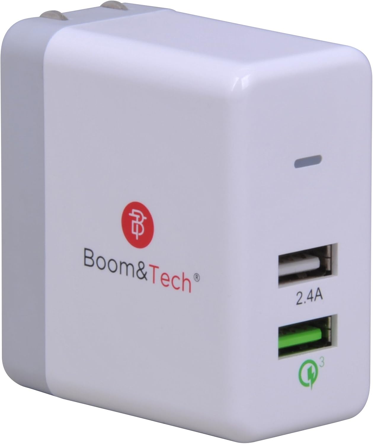 Dual USB Wall Charger 30W QC 3.0 Quick Charger and USB 2.4A with SmartID Techology, Foldable Plug, Optimal Charging for iPhone Xs/XS Max/XR/X/8/7/6/Plus, iPad Pro Air/Mini