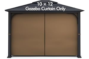Gazebo Universal Replacement Privacy Curtain - Wonwon Privacy Panel Canopy Side Wall with Zipper for 10' x 12' Outdoor Gazebo (Brown)