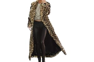 Wkishenl Womens Winter Fashion Leopard Coats Long Ankles Oversized Faux Fur Jackets Fuzzy Fleece Open Front Cardigan Overcoat