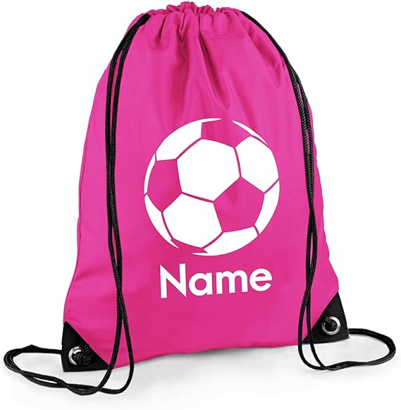 Personalised Football Drawstring Bag Boys Girls Sports Gym Footballer