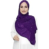 Sparkle Shimmer Gold Glitter Women's Chiffon Hijab Head Scarf Shawl Wrap Lightweight