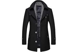 zeetoo Men's Wool Peacoat Winter Buttons Jacket Windproof Classic Pea Coat