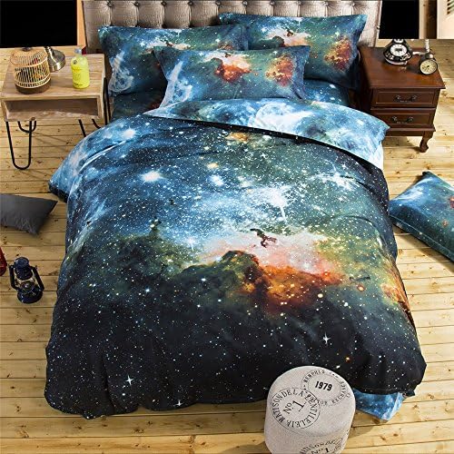 Galaxy Series Home Comforter Bedding Sets 3D Print Nebula 2/3/4pcs Twin/King Size Duvet Cover Sets Quilt Cover Bed spread Flat Sheet Pillowcases Soft 100% Microfiber(Angel Twin Size 2pc)