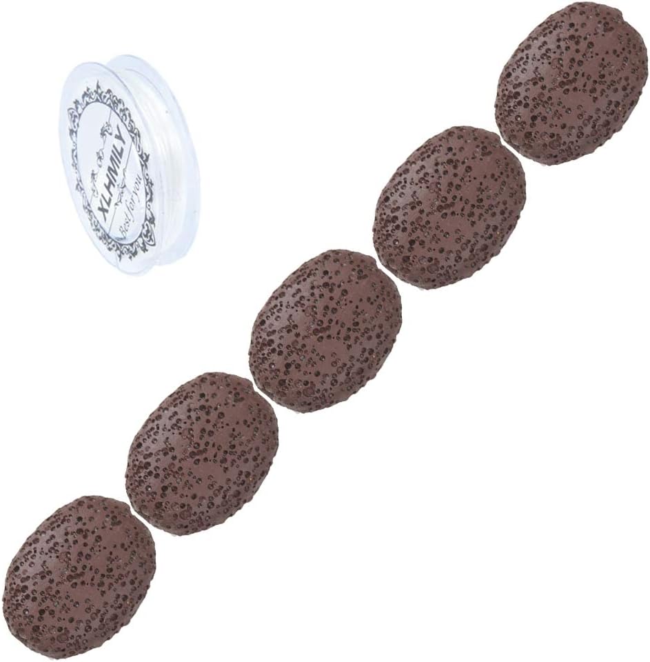 XLHMILY 15.5" Strand Coffee Loose Lava Stone Oval 26x19x7mm Essential Oil Rock Volcanic Lava Beads DIY Accessories Pendant Handmade Jewelry Making