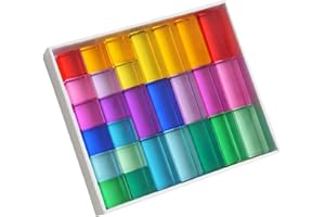 Menolana Rainbow Building Blocks Educational Sensory Learning Toy Acrylic Cubes Stacking Toys for Teamwork Ages 3-6 Kindergar