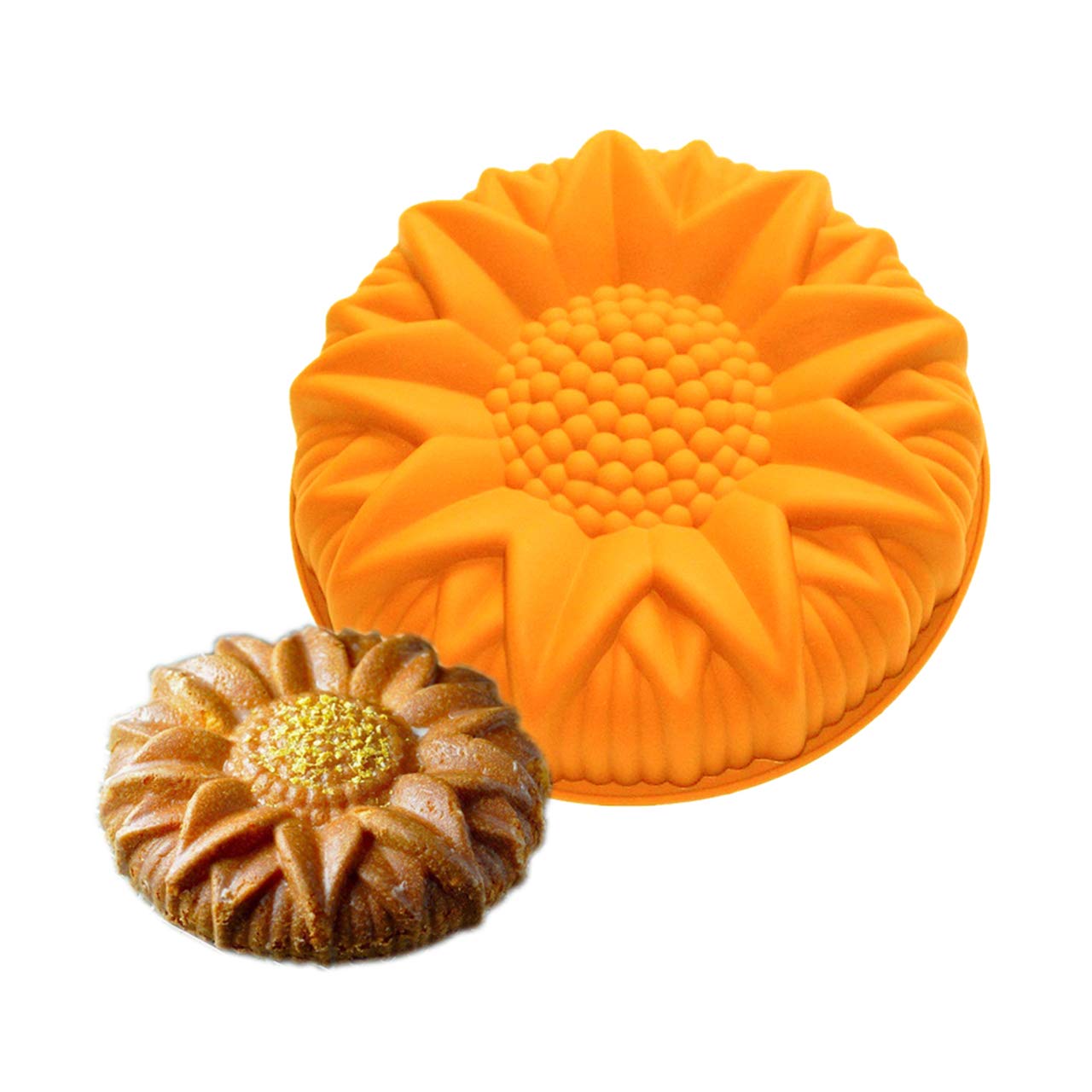 11.5'' Sunflower Silicone Baking Mould, FantasyDay Anniversary Tray-Wedding Festival Party Silicone Cake Mold for Muffin Candy Chocolate Gummy Butter Fondant Soap Bread Loaf Brownie Cornbread Ice Cube