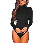 ANCAPELION Women’s Long Sleeve Turtleneck Sexy Stretchy Bodysuit Basic Bodycon Leotard Top