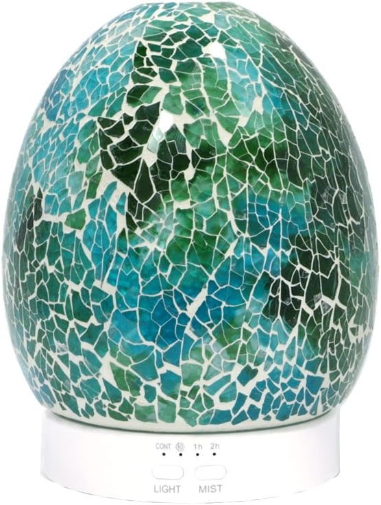 Advanced Pure Air Oil Diffuser Green Ceramic Glass Egg 120 ml | Ultrasonic Scent/Aromatherapy Mist Diffuser with 8 LED Light Options | Essential Oil Diffuser Home Humidifier | Adjustable Mist Mode
