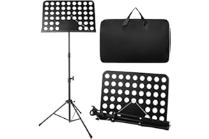 NIZONLAIE Portable Sheet Music Stand, Adjustable Music Stand with Carrying Bag, Folding Music Stand, Music Stand-Metal Professional, Fit for Travel, Band, Music Practice, Instrumental Performance