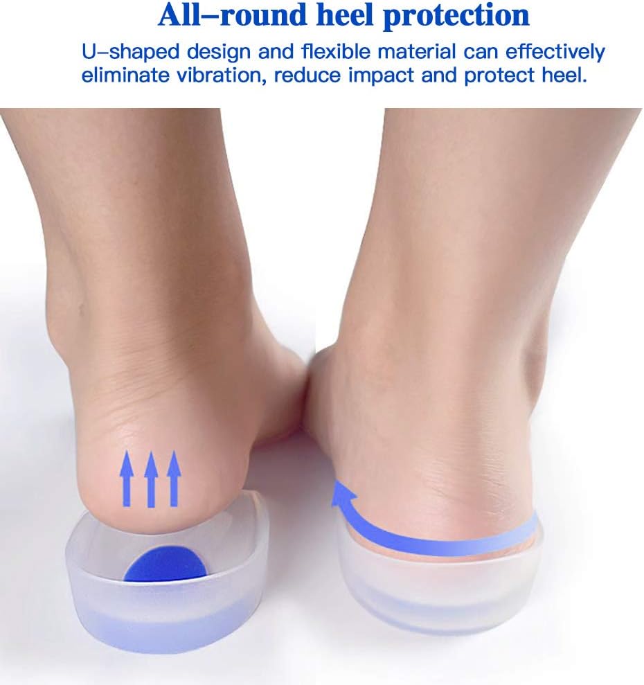 Silicone Gel Heel Cup, Shoe Inserts for Plantar Fasciitis, Heel Spurs & Heel Pain Foot Care: Health & Personal Care