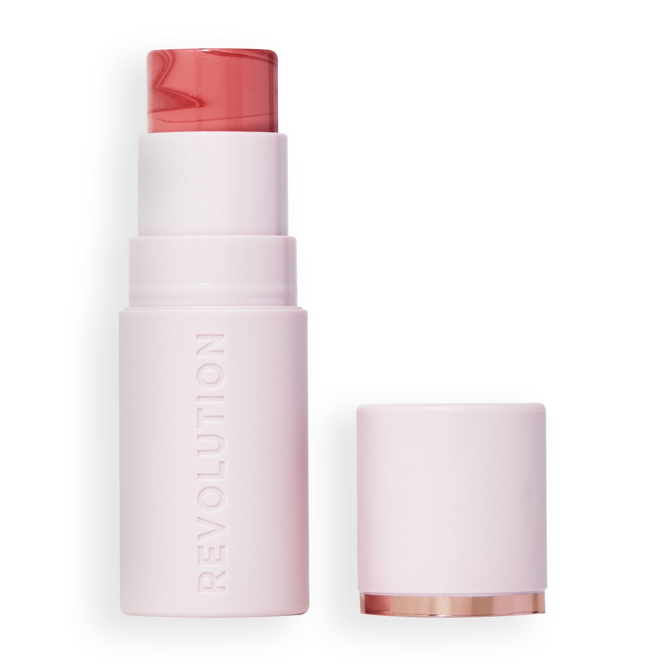 Revolution, Skin Silk Marble Blush Stick, Buildable Colour for Cheek, Eye, & Lip, Cream-to-Powder Formula, Vegan & Cruelty-Free, Rosy Cheeks, 4.5g